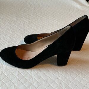Lands' End Black Heels with Chunky Heel and suede